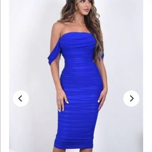 Own Your Elegance - Royal Blue - Off Shoulder Dress - Brand New!